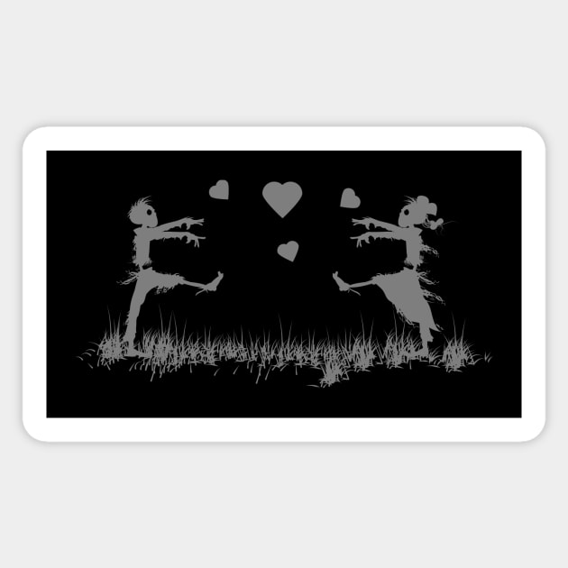 Zombies in Love Gray Sticker by ArtingBadass